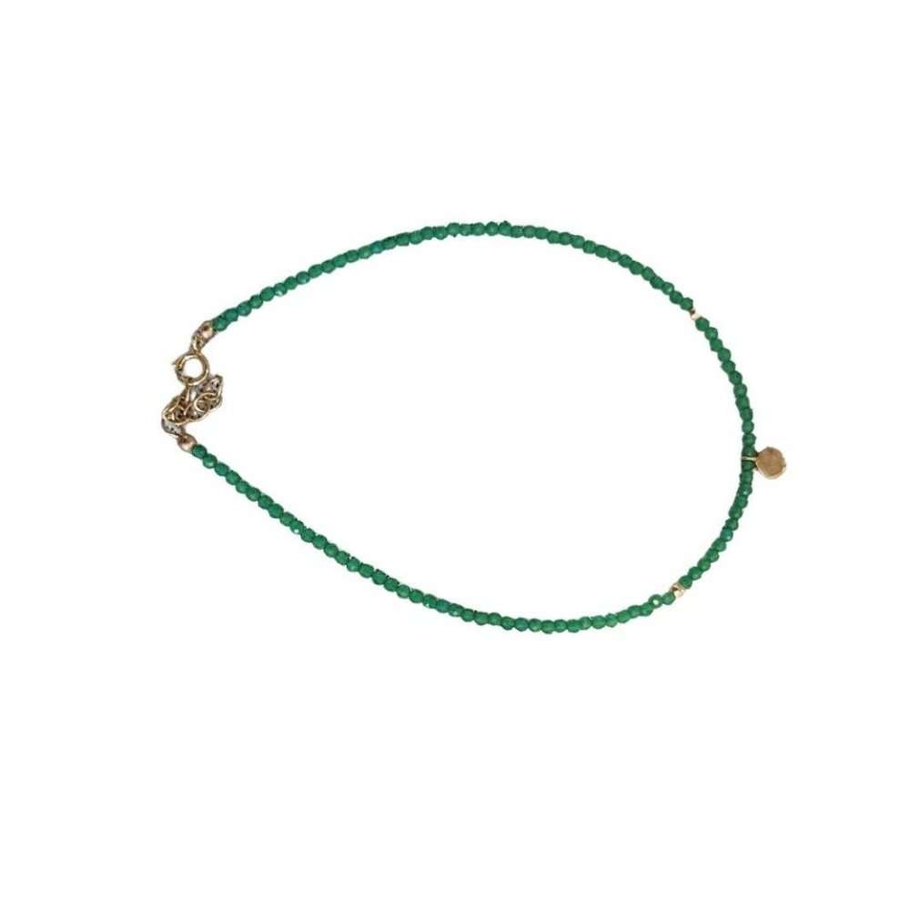 2.5mm Faceted Emerald Bead Bracelet Marked H925